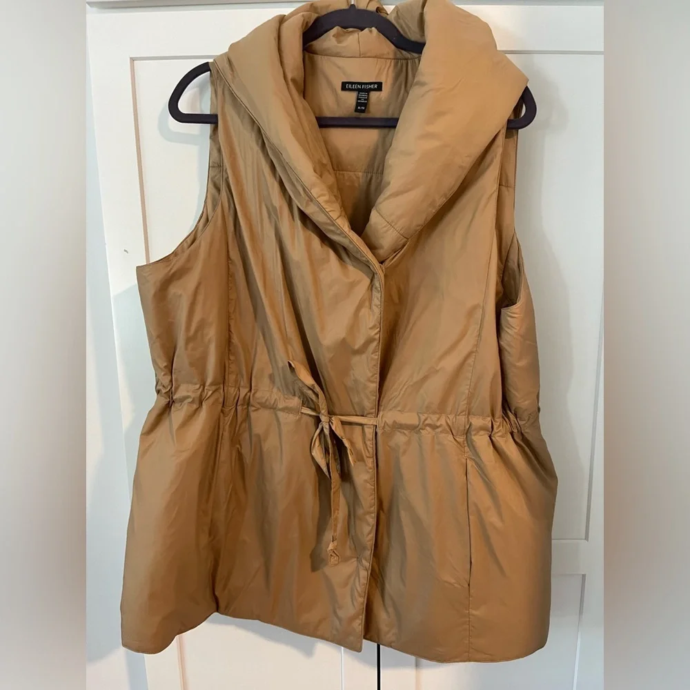 Eileen Fisher Light Brown Puffer Vest - Picture 1 of 6